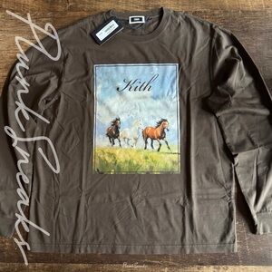 Kith Mustang Long Sleeve Vintage Tee • Store Exclusive • Hickory • 2026